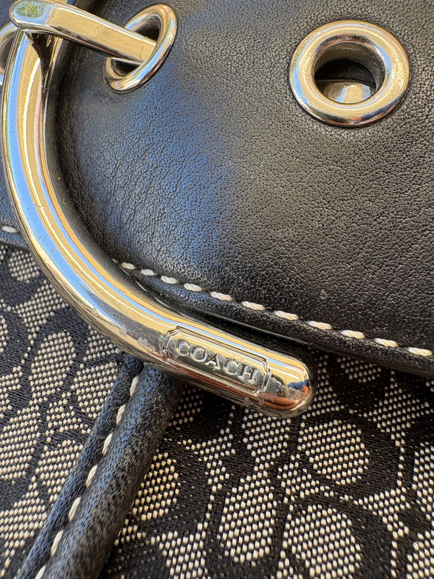 Coach Soho Black and Grey Monogram Shoulder Bag