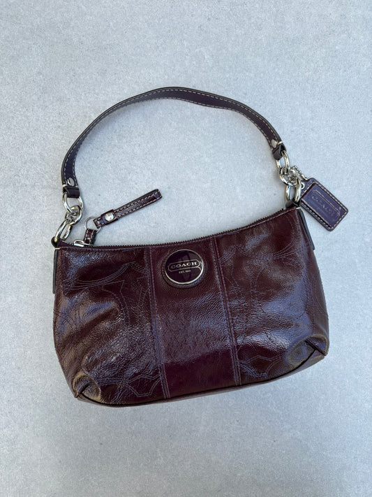 Coach Maroon Patent Leather Two-way Handbag