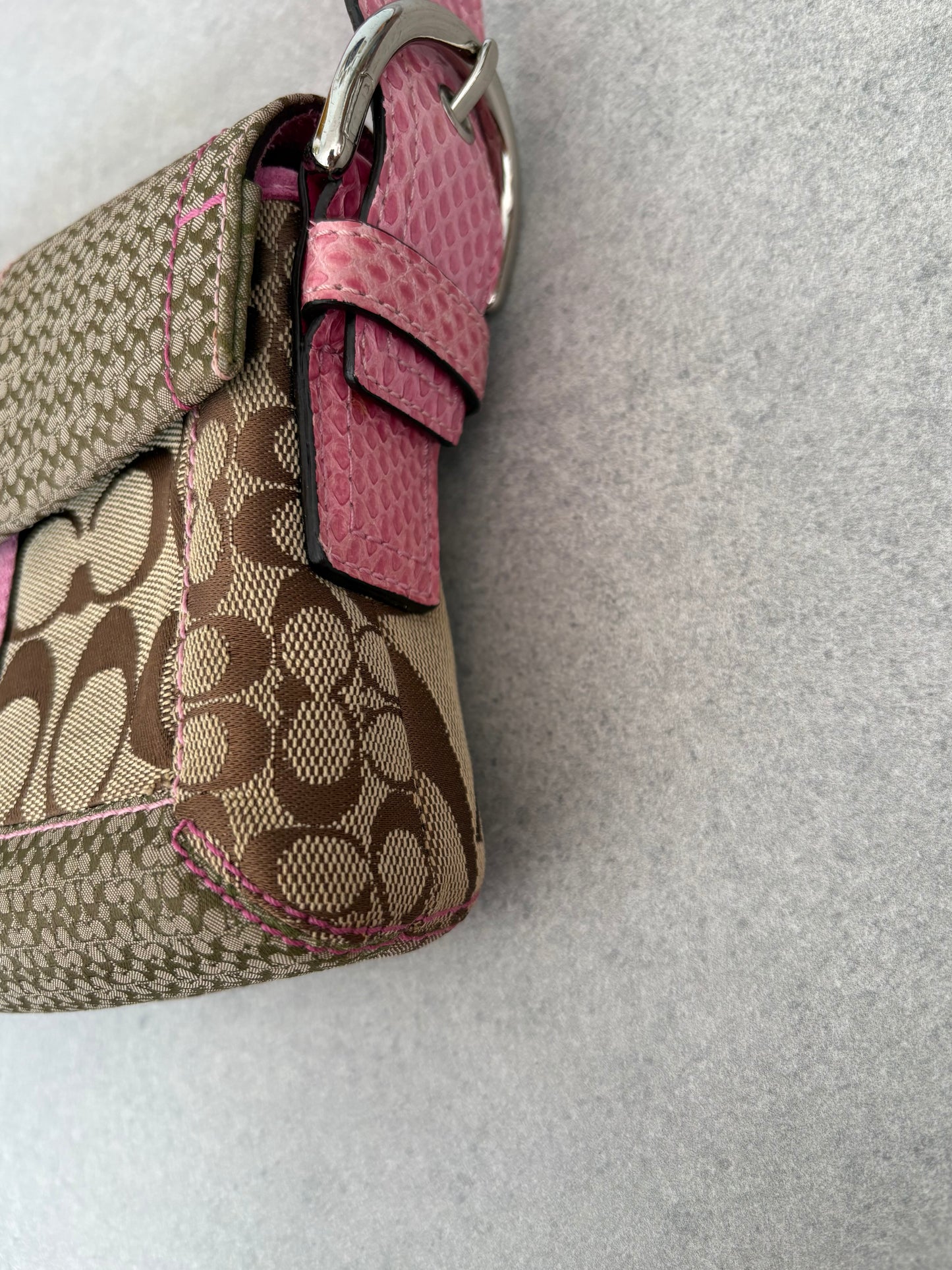 Coach Exotics Soho Patchwork with Pink Snakeskin Shoulder Bag