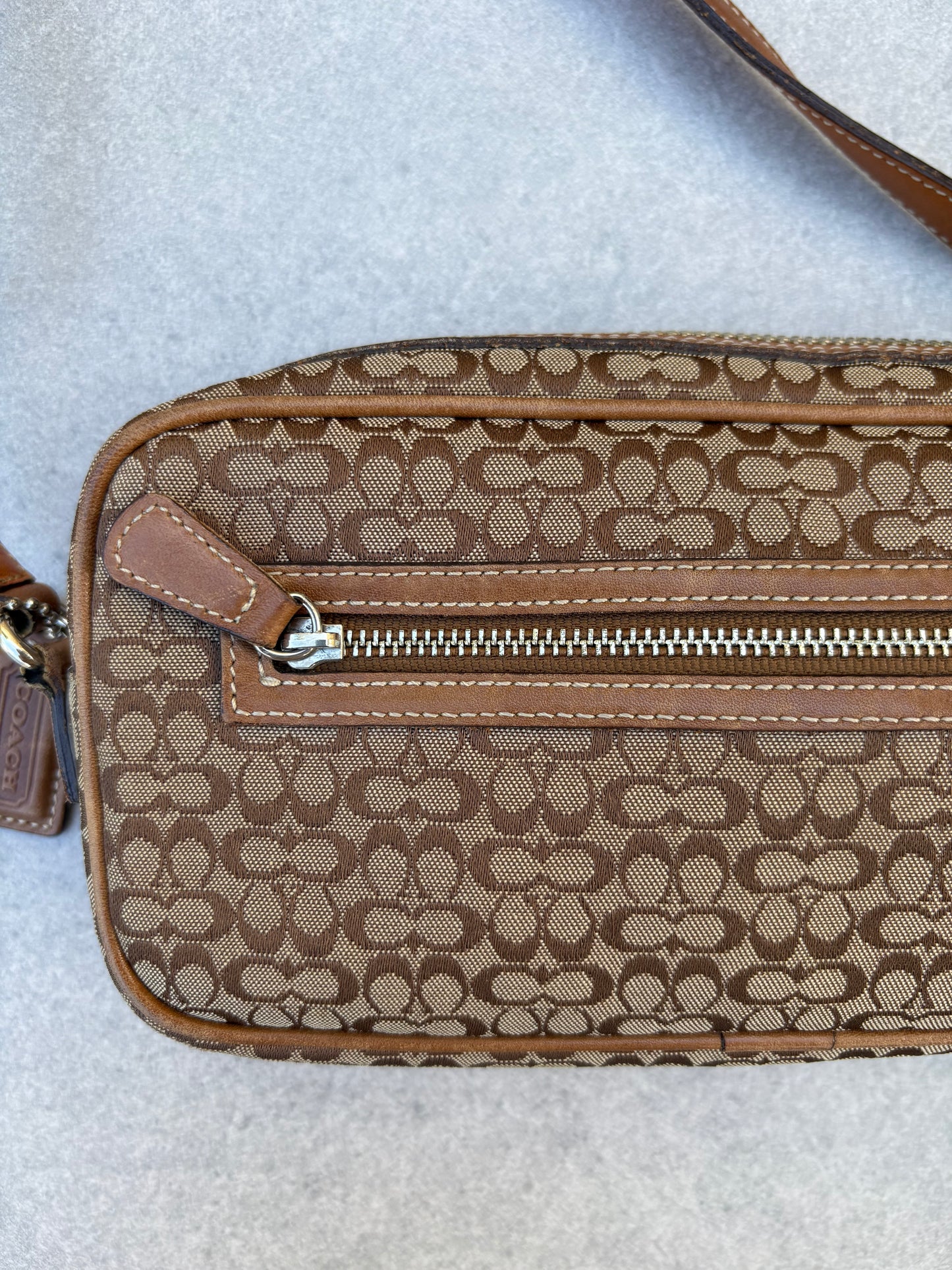 Coach Brown Canvas Signature Crossbody Bag