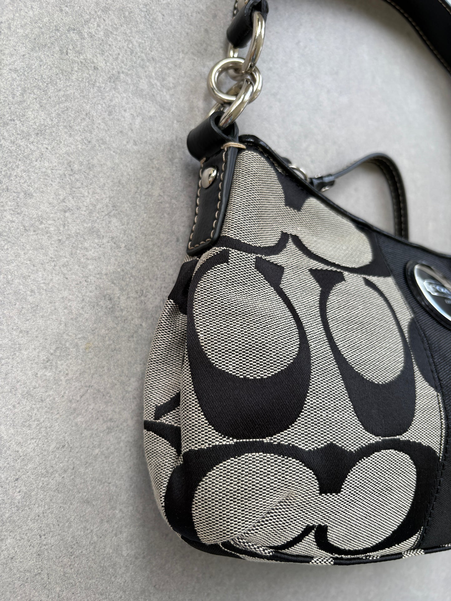 Coach Poppy Monogram Black Shoulder Bag