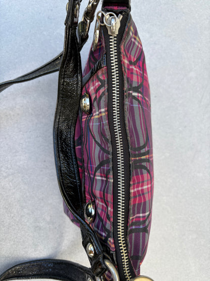 Coach Poppy Berry Tartan Plaid Shoulder Bag Two Way