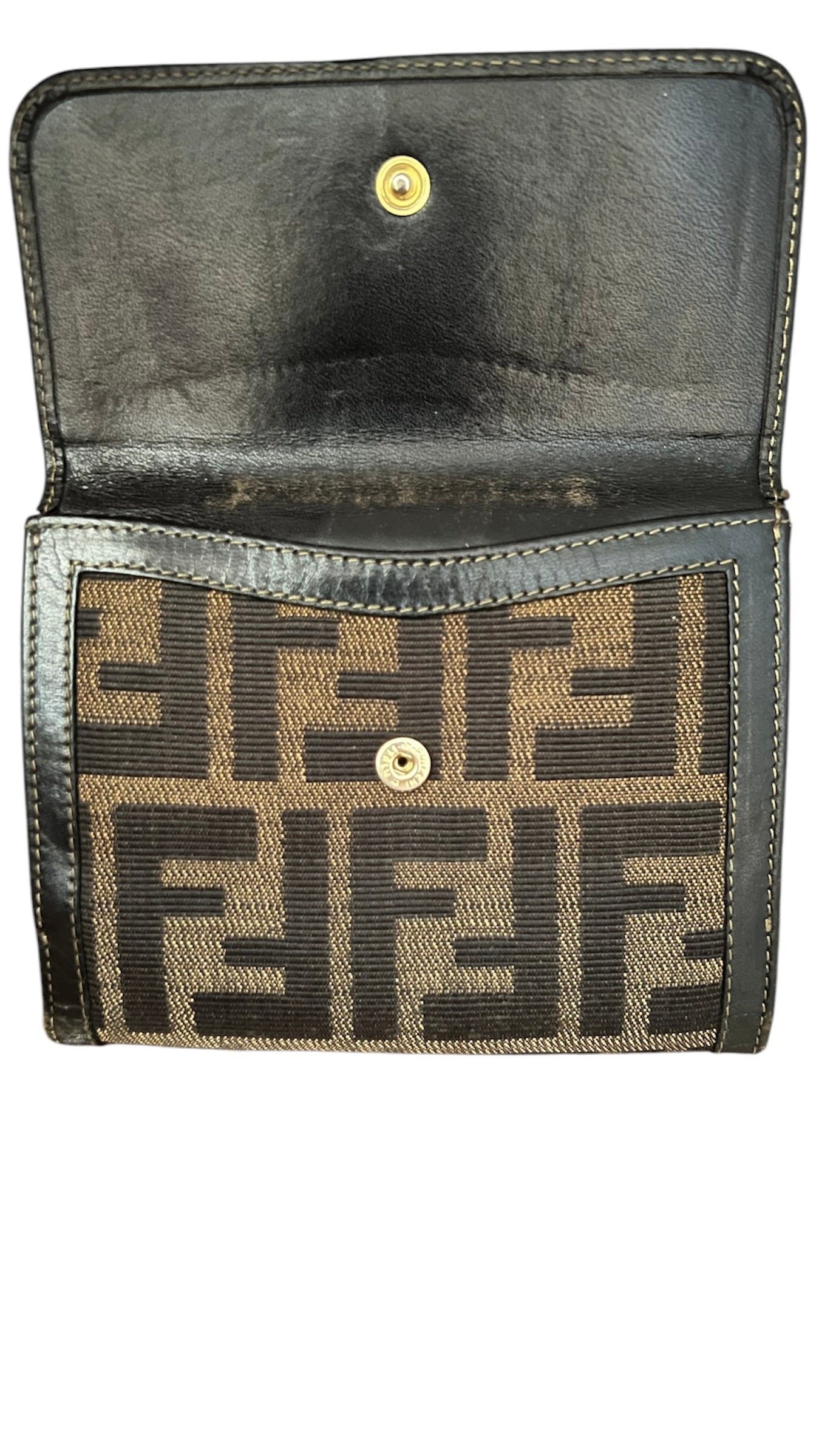 Fendi Black/Tobacco Zucca Canvas and Leather Wallet