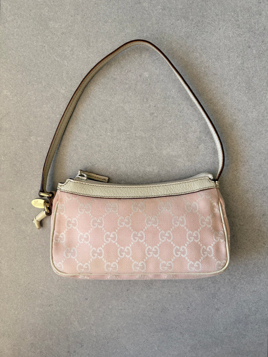 Gucci Pink GG Canvas & Leather Abbey Pochette