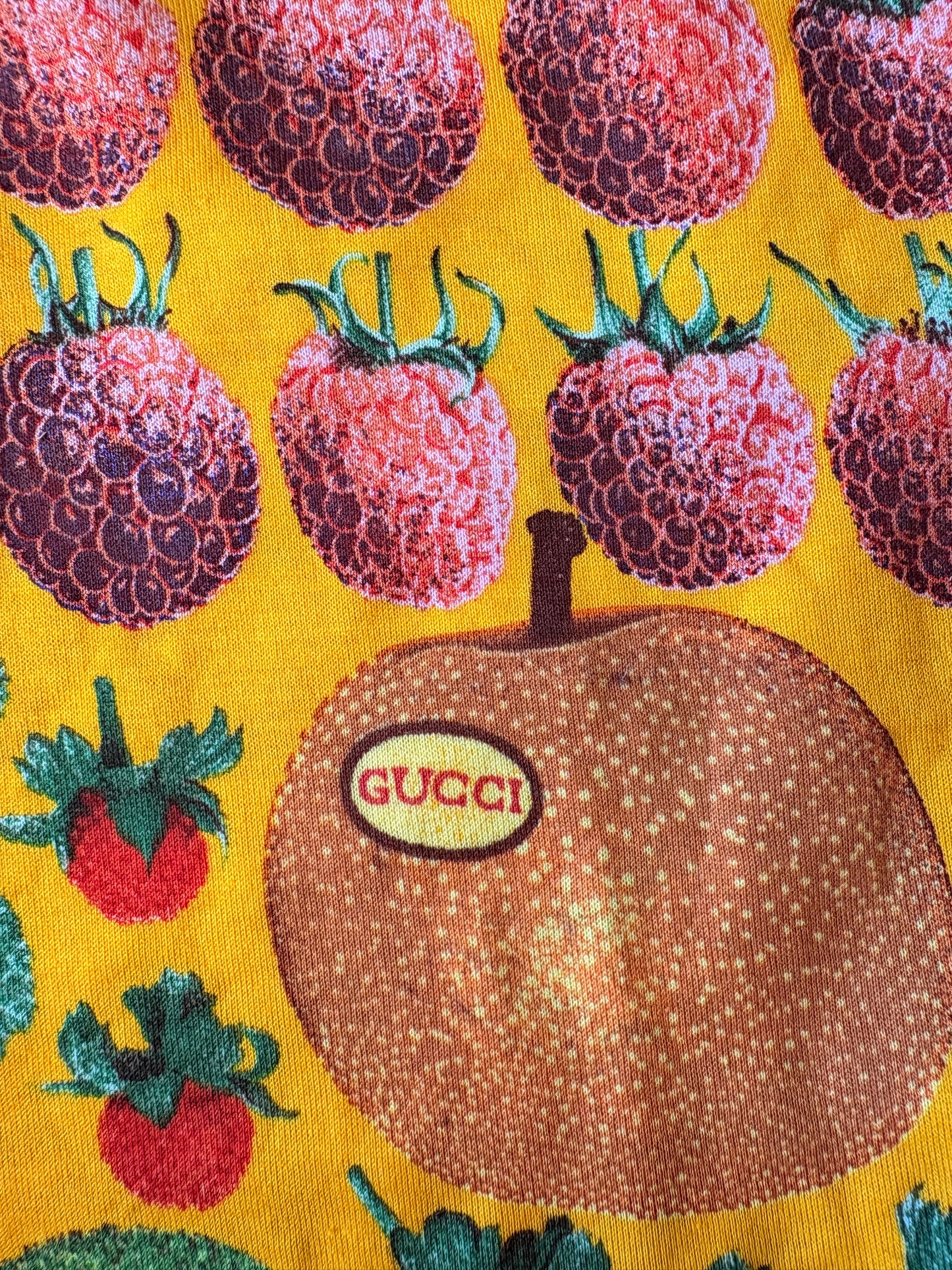 Gucci 1996 by Tom Ford Fruit Print Botanic Green Cotton T-Shirt