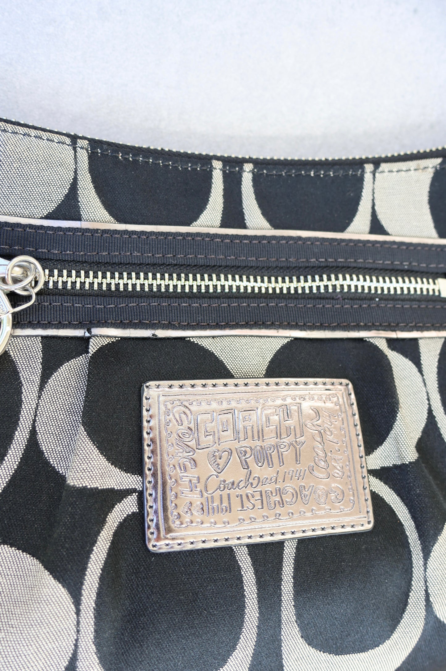 Coach Soho Black and Grey Monogram