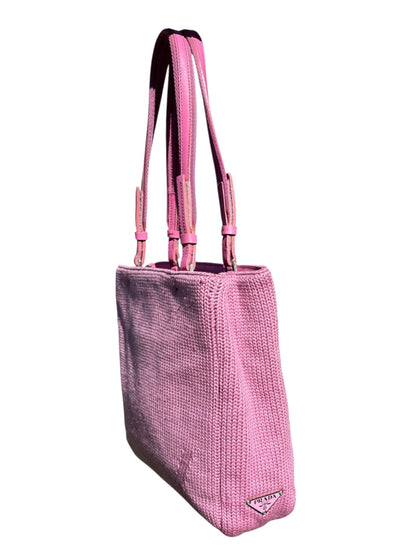Prada Knit Shoulder Tote Bag Pink
