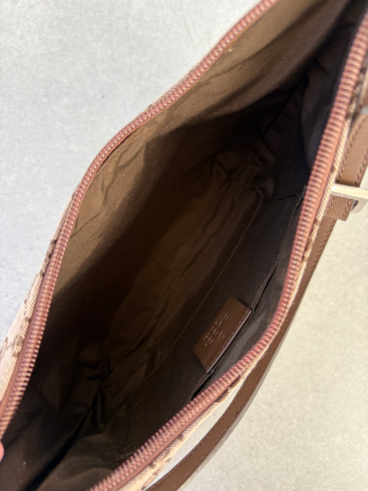 Gucci Brown GG Canvas and Leather Shoulder Bag
