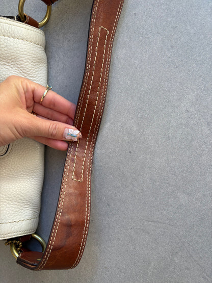 Coach Soho Legacy Cream and Brown Leather Shoulder Bag