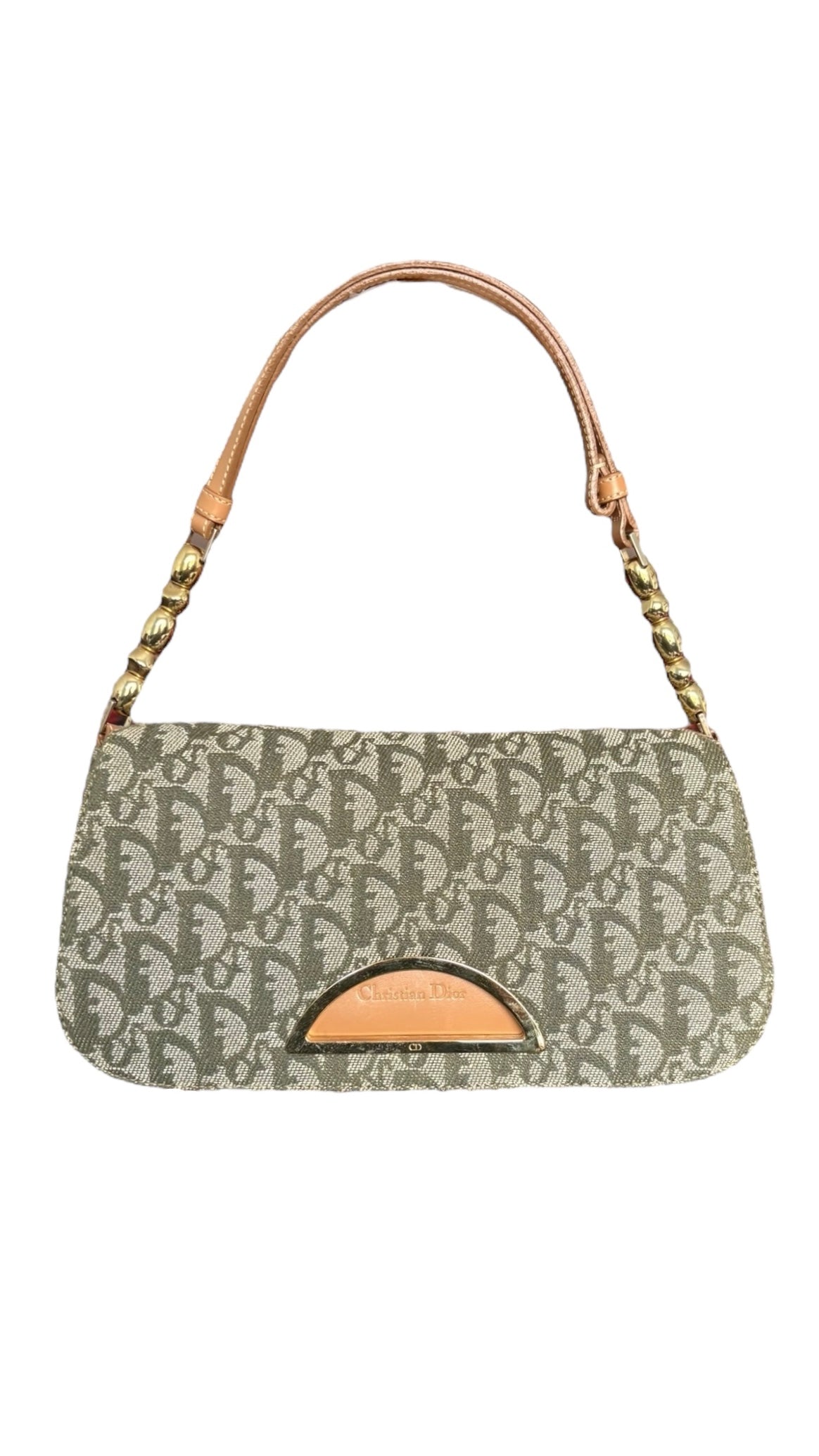 Christian Dior 2000s Green Trotter Monogram Malice Shoulder Bag