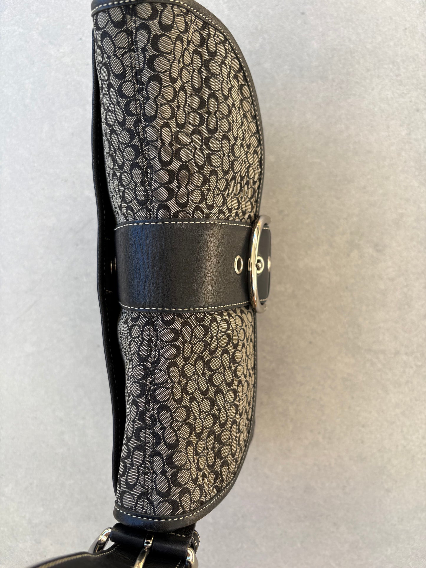 Coach Soho Black and Grey Monogram Shoulder Bag