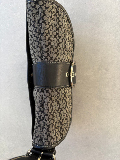 Coach Soho Black and Grey Monogram Shoulder Bag