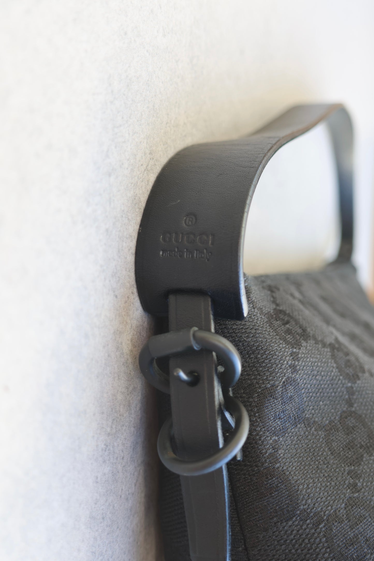 Gucci Black GG Canvas and Leather Pochette