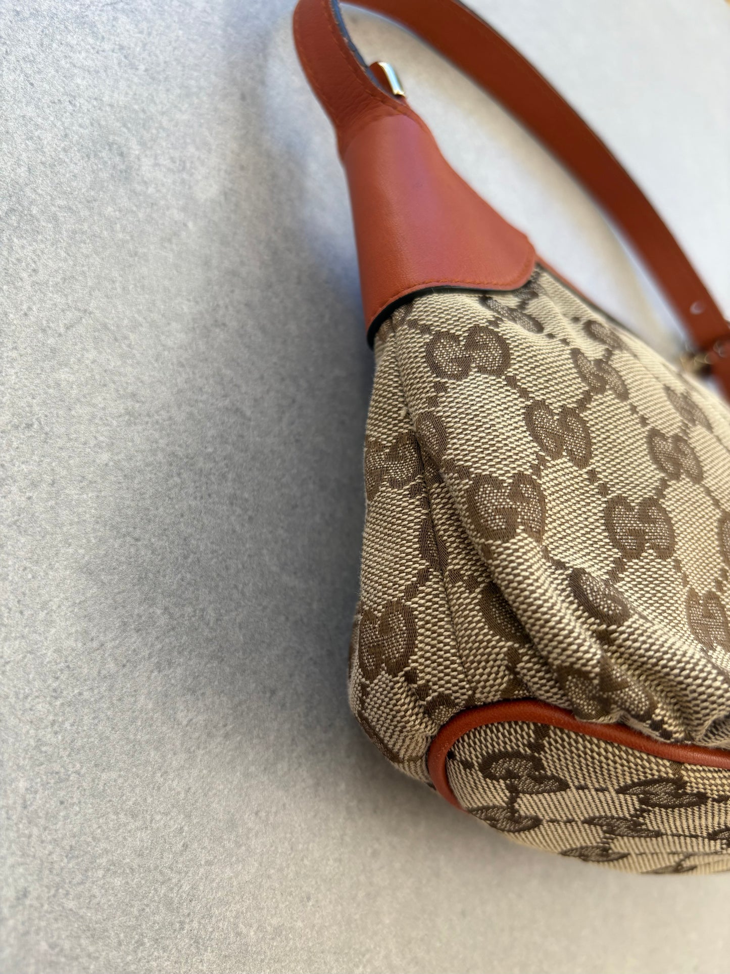 Gucci GG Canvas Pochette with Orange Trim