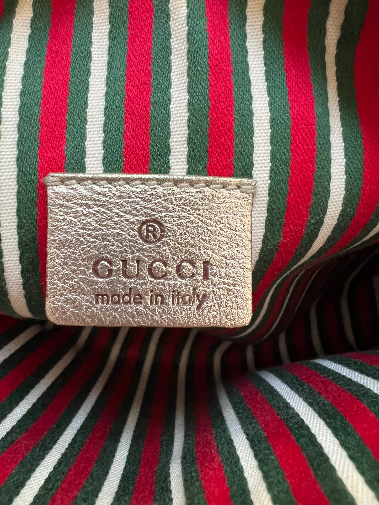 Gucci Metallic GG Canvas & Leather Abbey Pochette