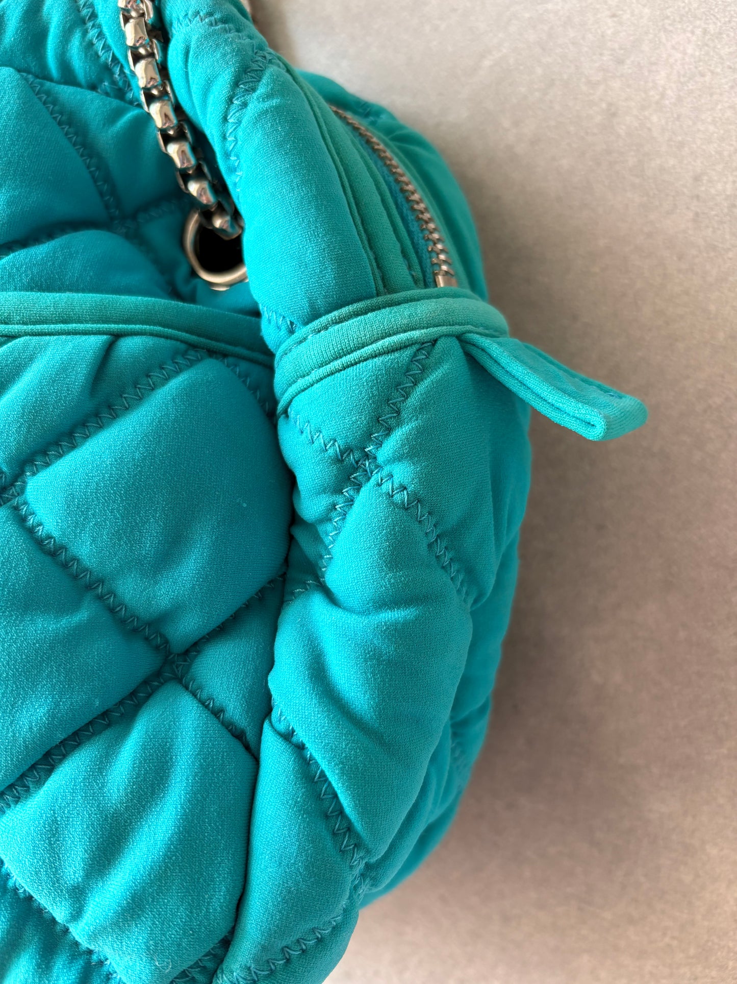 Chanel Turquoise Quilted Bubble Chain Bag