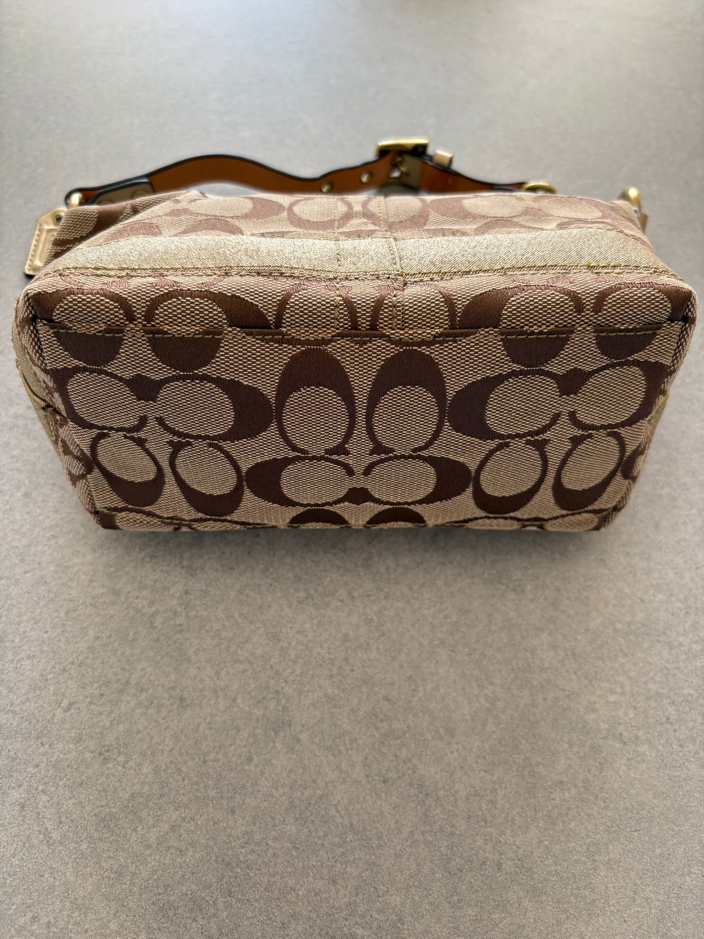 Coach Demi Beige and Gold Pouch