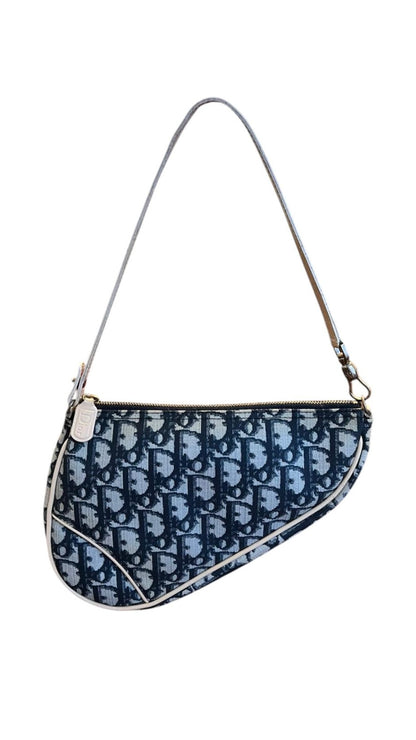 Christian Dior Blue Monogram Saddle Shoulder Bag