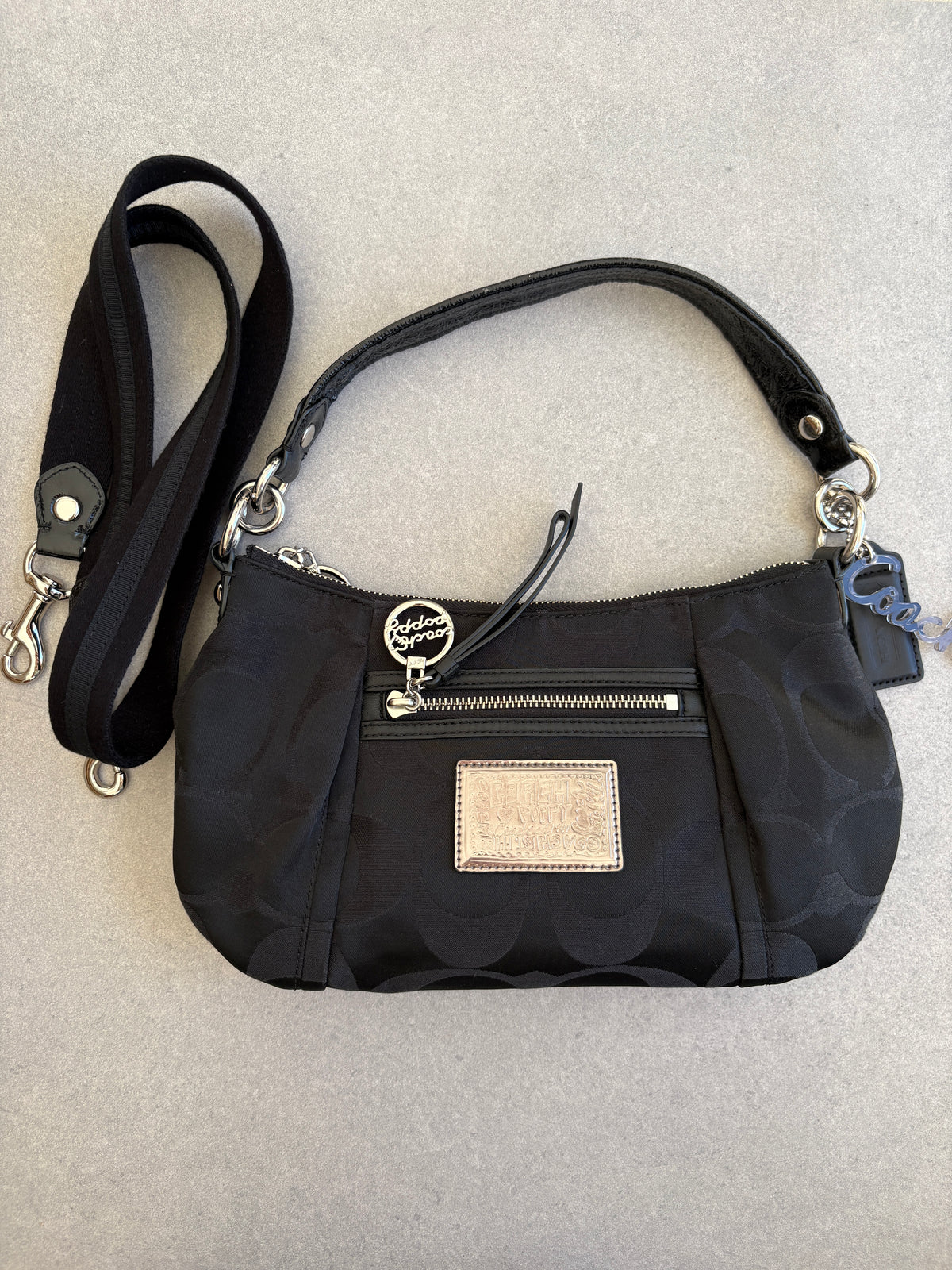 Coach Poppy Black Monogram Shoulder Bag