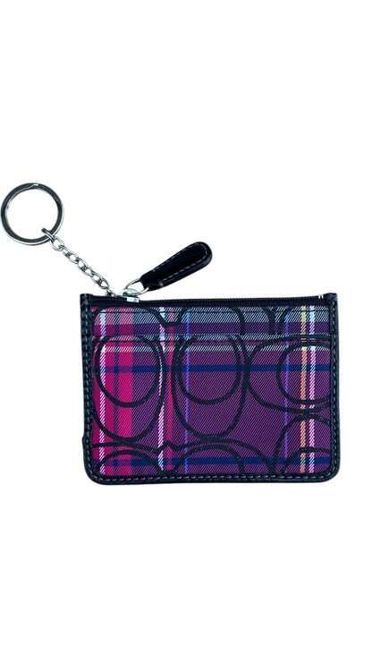 Coach Poppy Tartan Mini Skinny Card Wallet