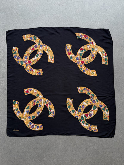 Chanel Silk Scarf with CC Logo