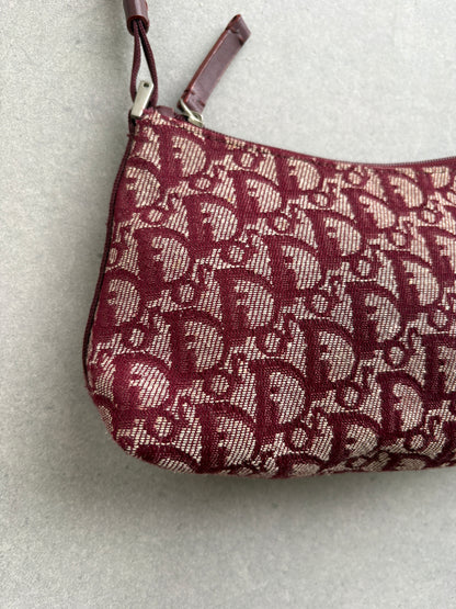Christian Dior 2000s Red Trotter Monogram Shoulder Bag