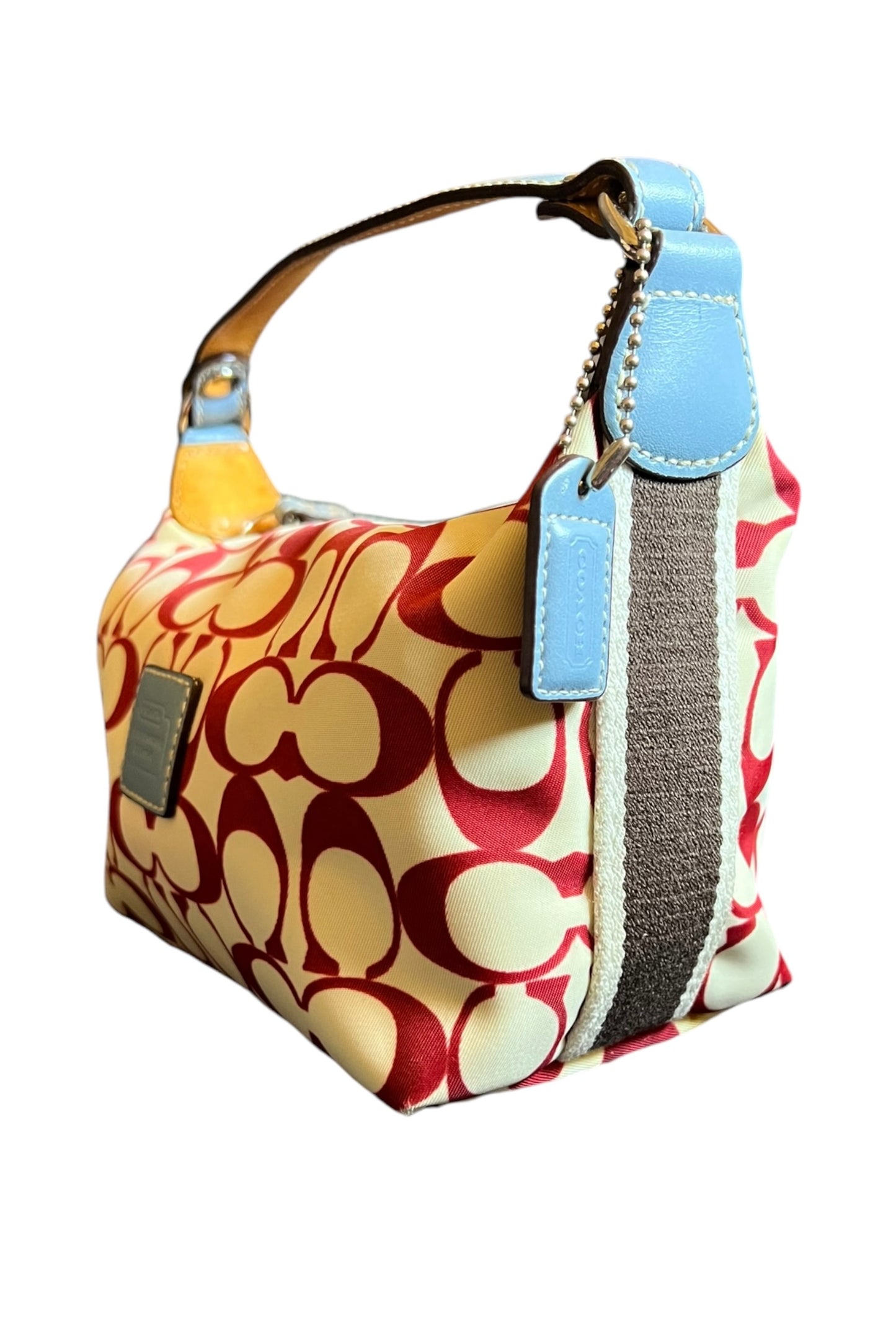 Coach Signature Mini Baguette Red and White