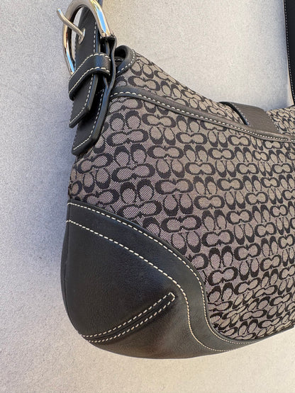 Coach Soho Black and Grey Monogram Shoulder Bag