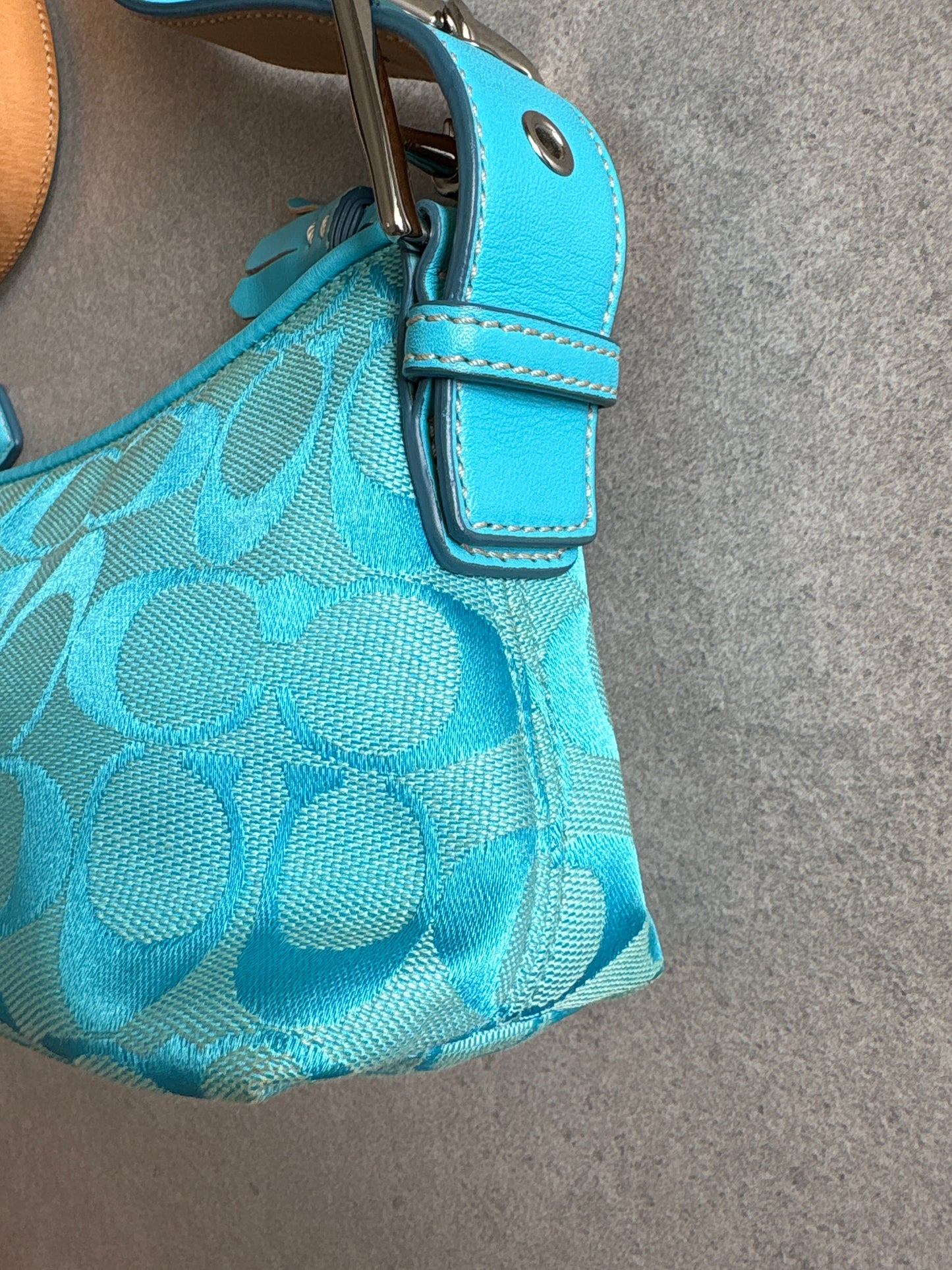 Coach Demi RARE Blue Baguette Shoulder Bag