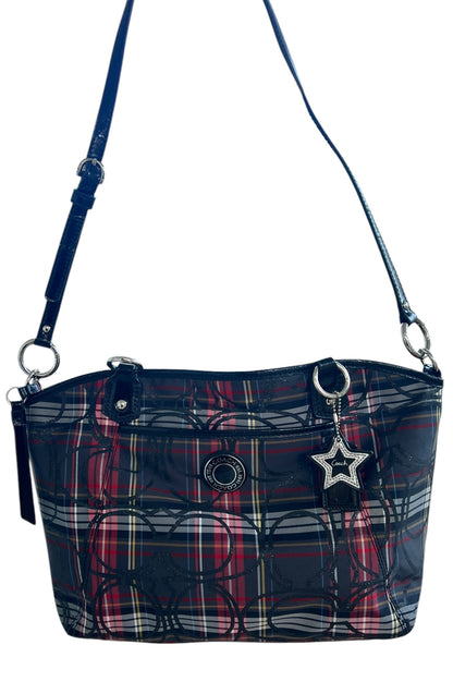 Coach Poppy Berry Tartan Plaid Tote Bag