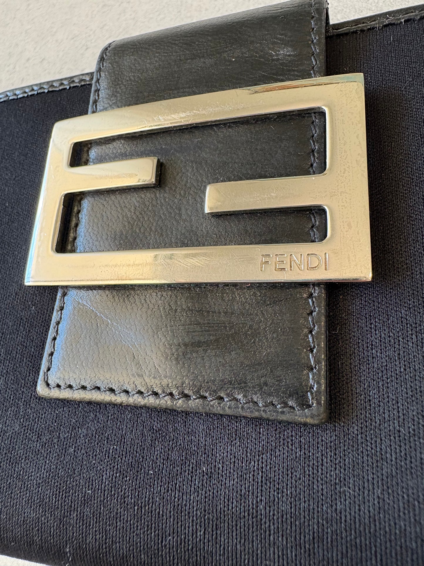 Fendi Black Canvas and Leather Wallet