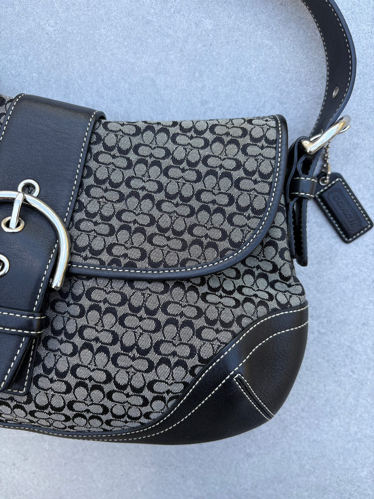 Coach Soho Black Monogram Shoulder Bag