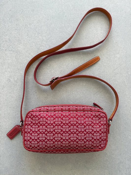 Coach Red Canvas Signature Crossbody Bag