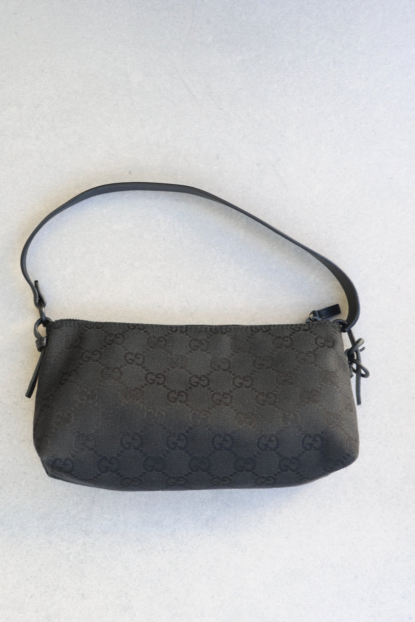 Gucci Black GG Canvas and Leather Pochette