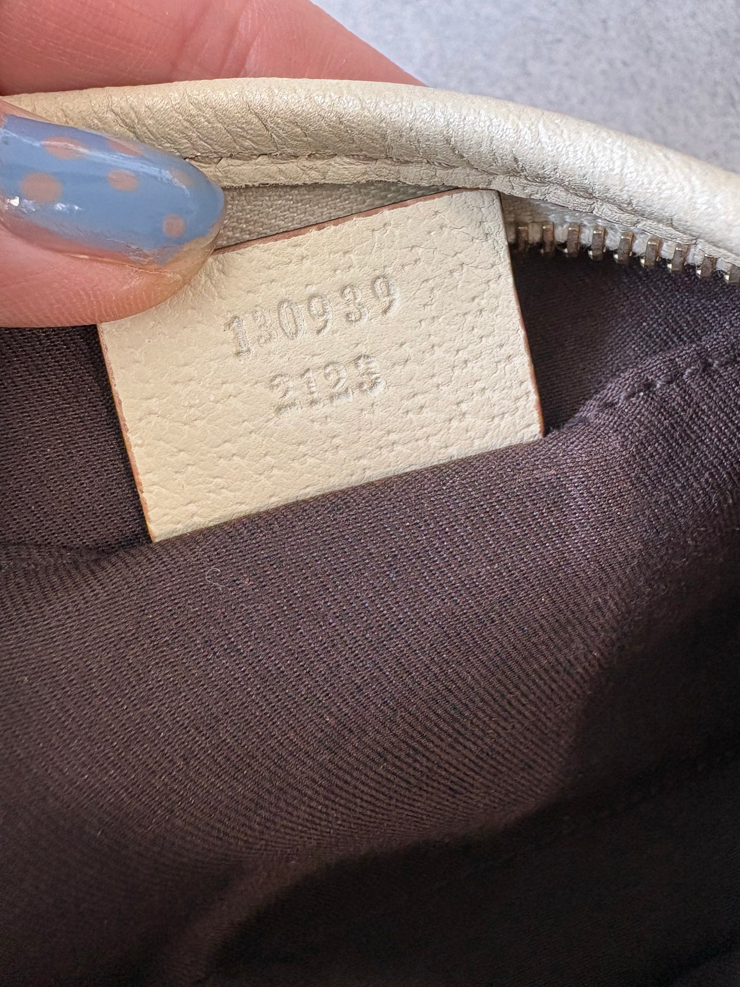 Gucci Abbey Canvas Pochette with White Trim and D-Ring