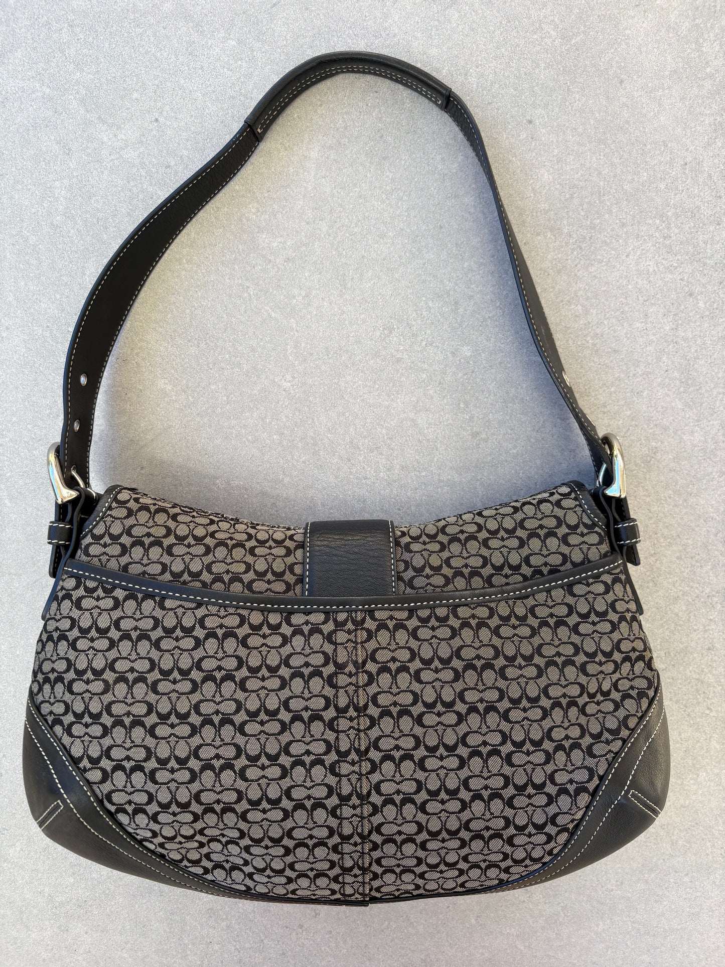 Coach Soho Black and Grey Monogram Shoulder Bag