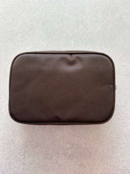 Burberry Brown Nylon Pouch & Check Wallet Gift Set with Box