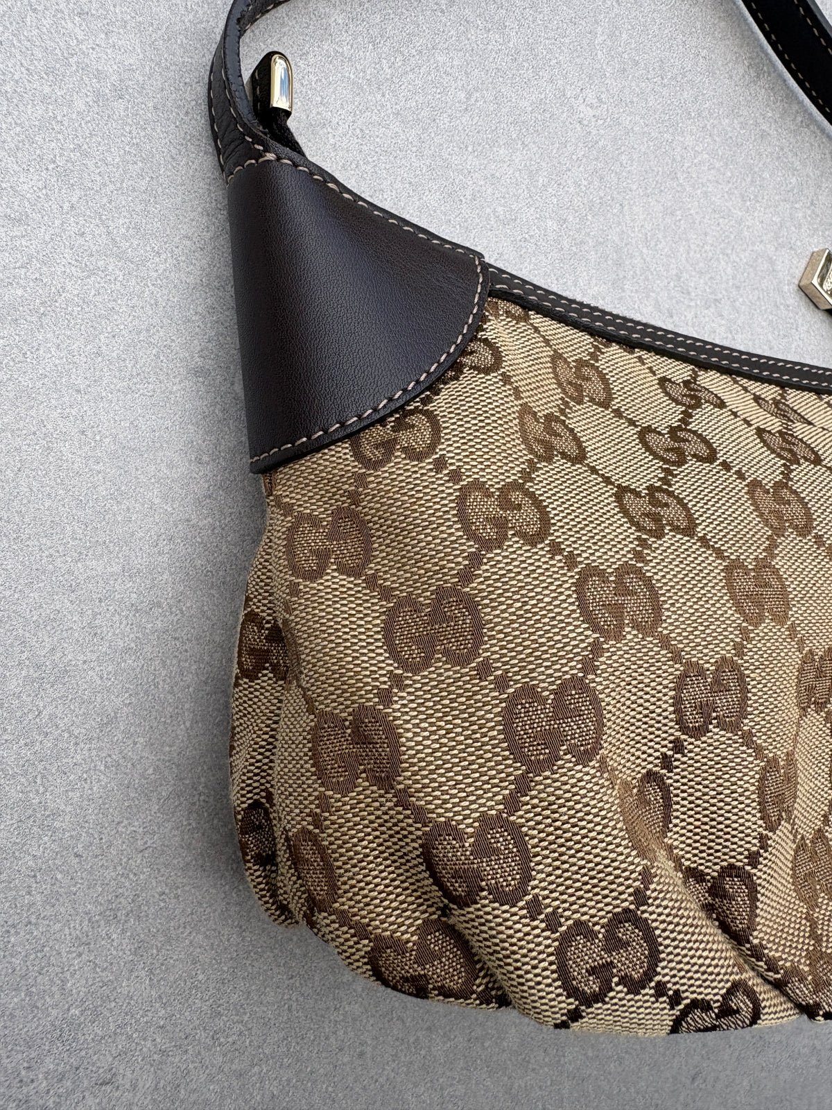 Gucci GG Canvas Pochette with Black Trim