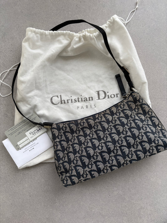 Christian Dior 2000s Blue Trotter Monogram Shoulder Bag