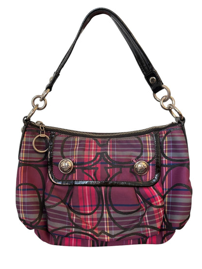 Coach Poppy Berry Tartan Plaid Shoulder Bag Two Way