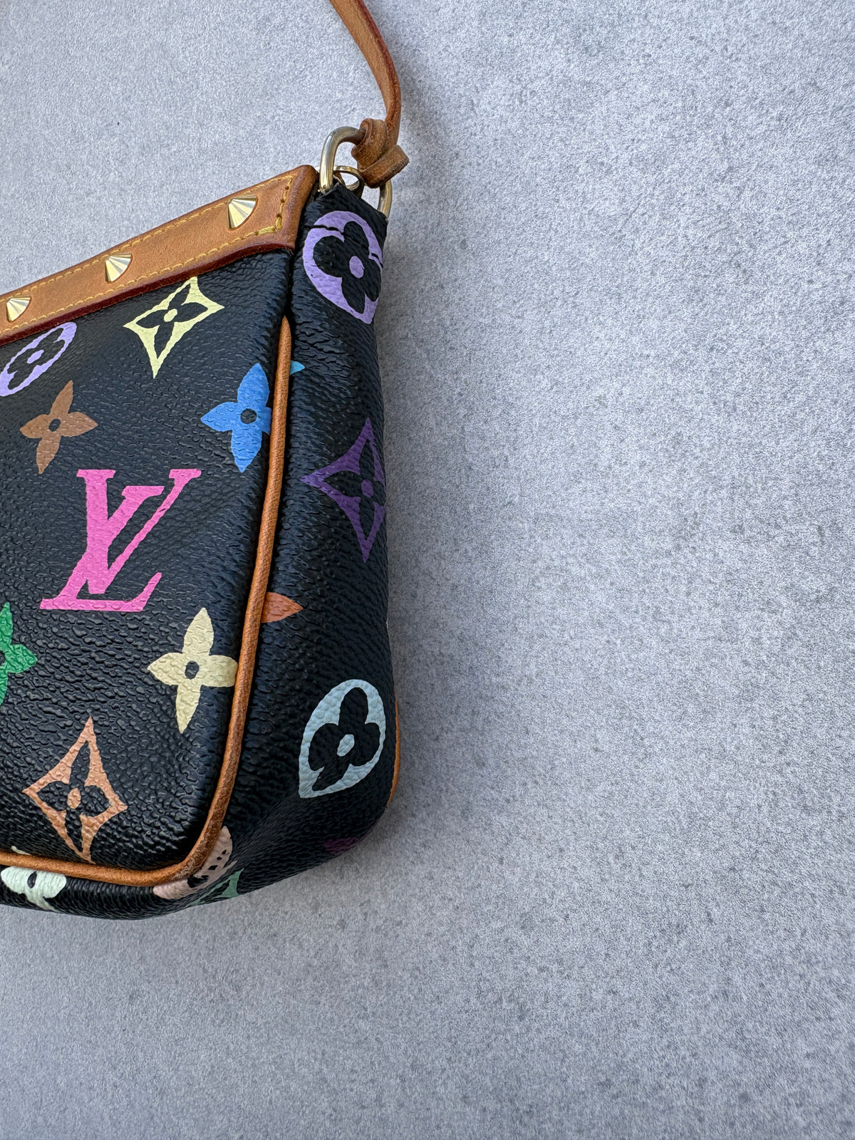Louis Vuitton x Takashi Murakami Black Multicolour Pochette Accessoires 2000s