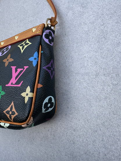 Louis Vuitton x Takashi Murakami Black Multicolour Pochette Accessoires 2000s