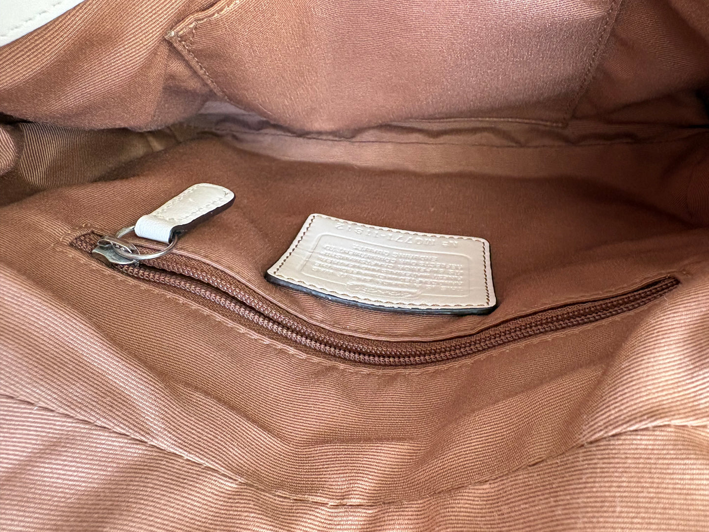 Coach Brown and Cream Optic Turnkey Shoulder Bag