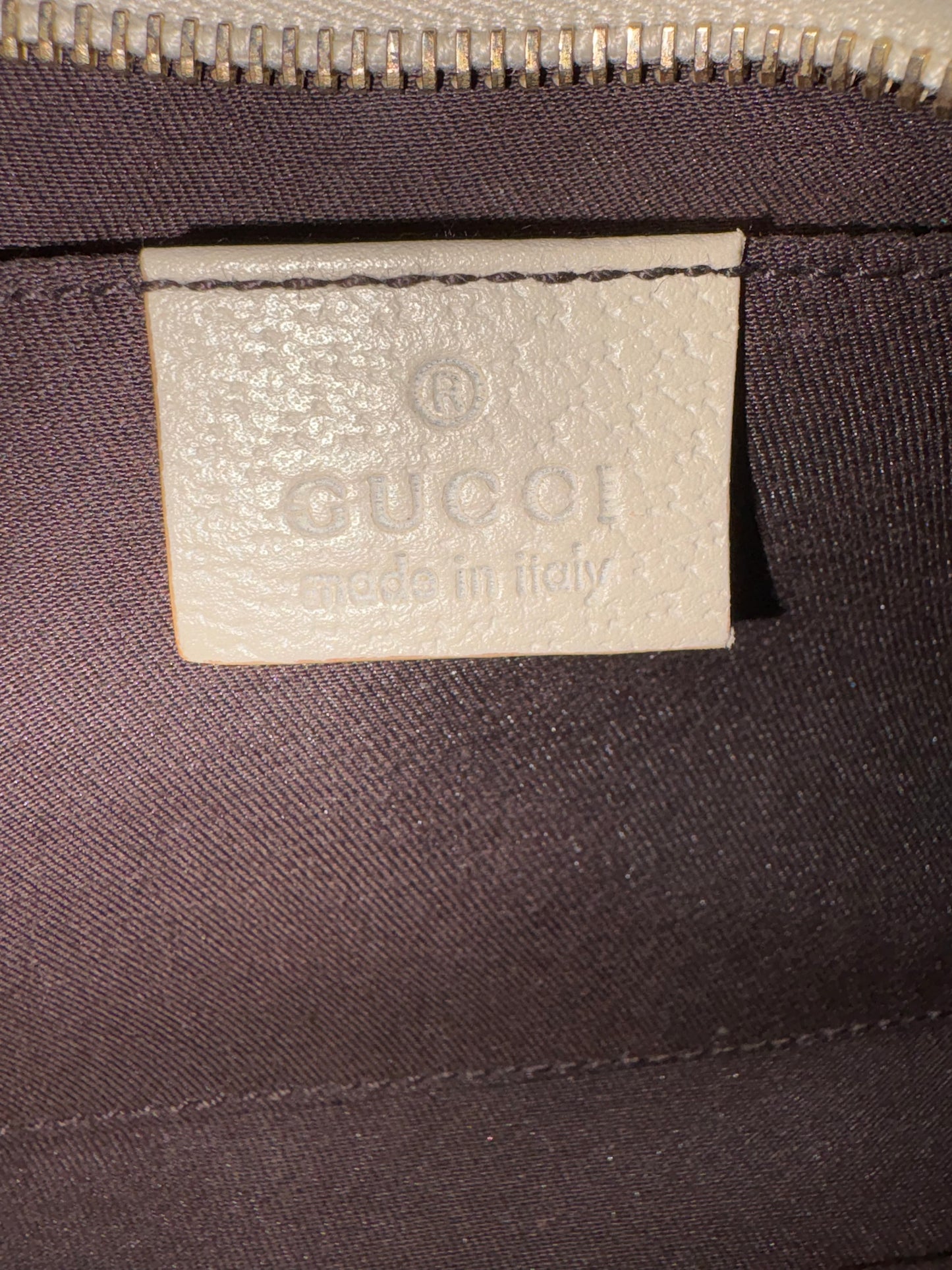 Gucci Abbey Canvas Pochette with White Trim and D-Ring