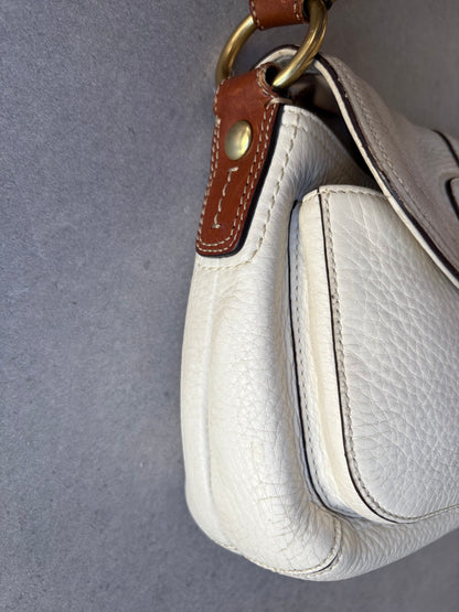 Coach Soho Legacy Cream and Brown Leather Shoulder Bag