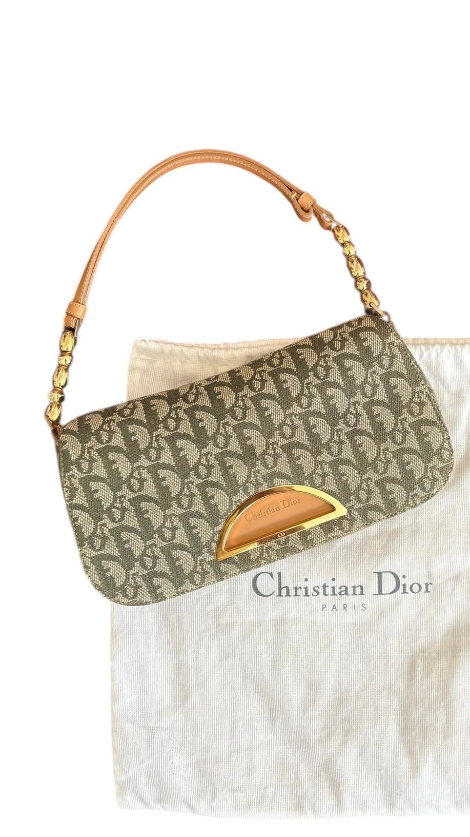 Christian Dior 2000s Green Trotter Monogram Malice Shoulder Bag