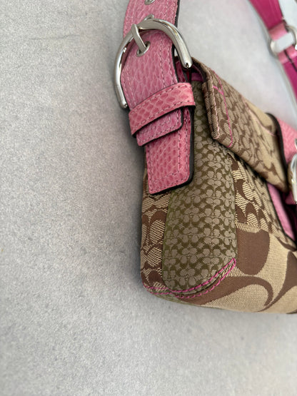 Coach Exotics Soho Patchwork with Pink Snakeskin Shoulder Bag