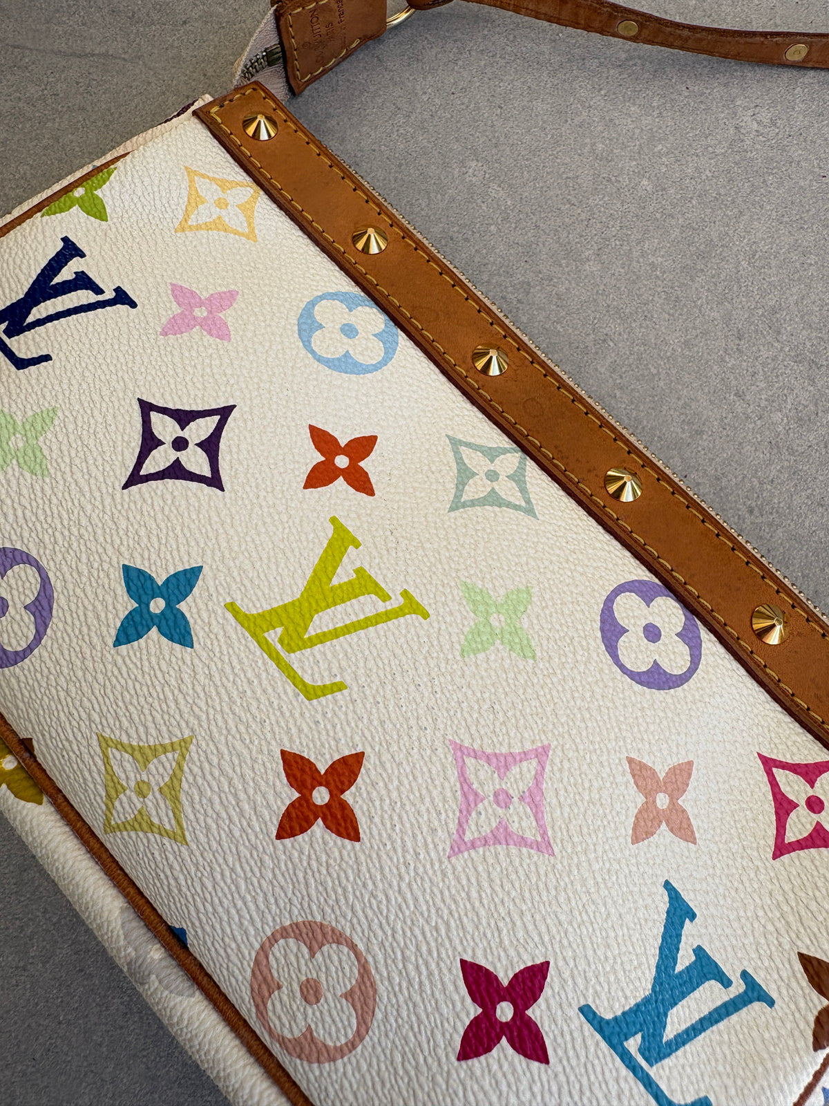 Louis Vuitton x Takashi Murakami White Multicolour Pochette Accessoires 2000s