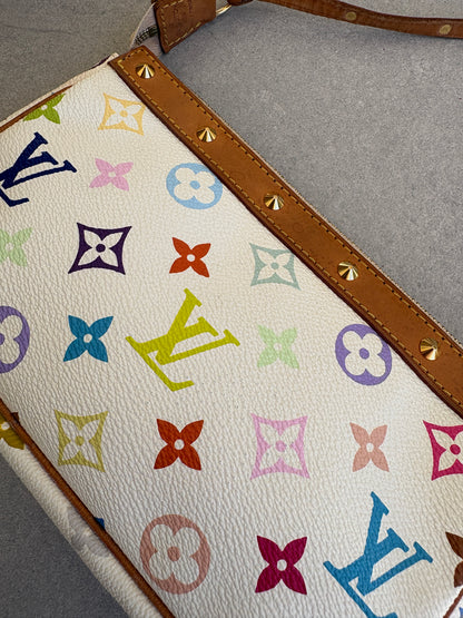 Louis Vuitton x Takashi Murakami White Multicolour Pochette Accessoires 2000s