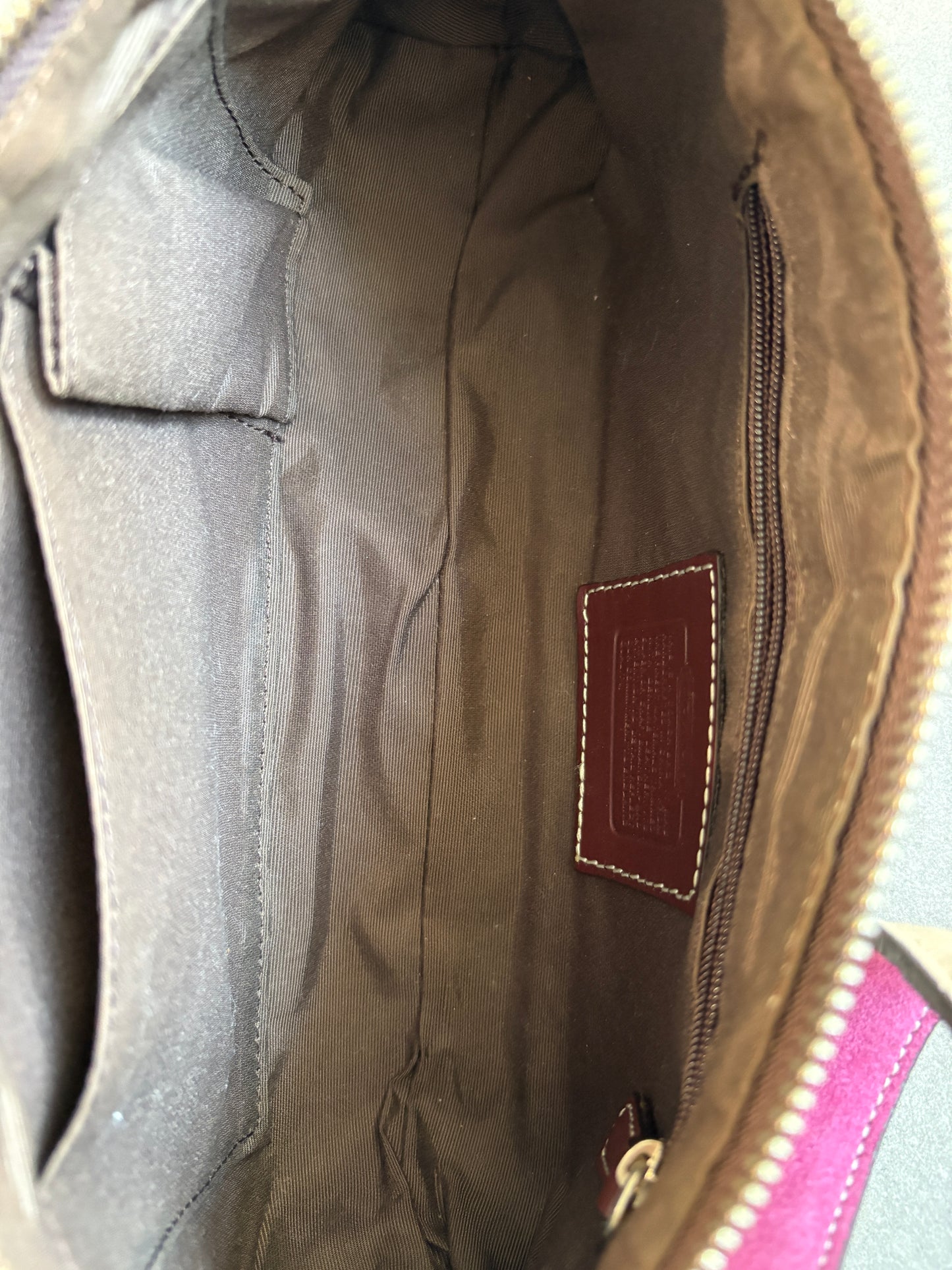 Coach Hampton Pink and Beige Shoulder Bag